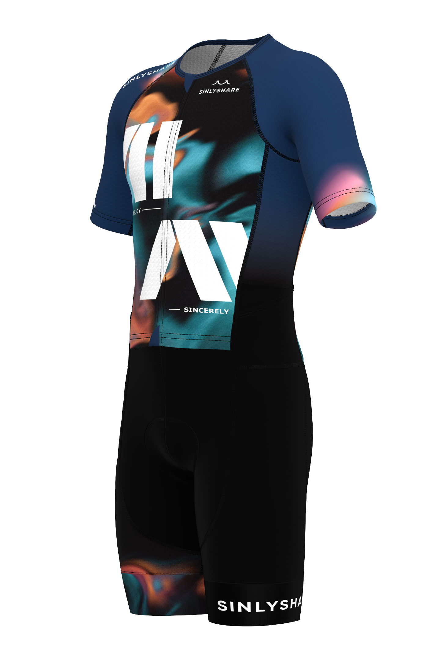 Sinlyshare| Aquaflare Short Sleeve Tri Suit 連身短袖三鐵服 軍藍/橘