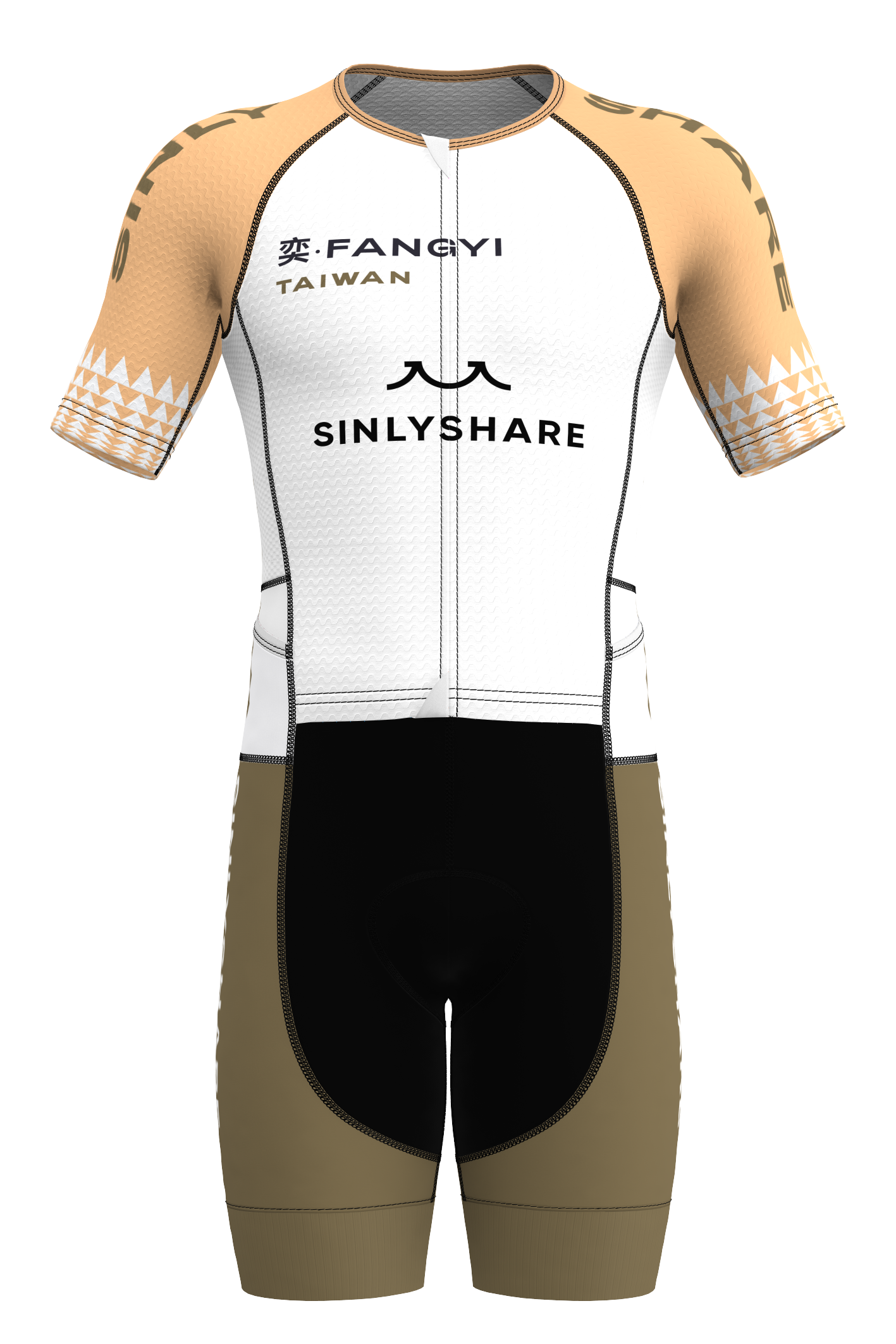Sinlyshare| Inferno Short Sleeve Tri Suit 連身短袖三鐵服 淡橘/深綠