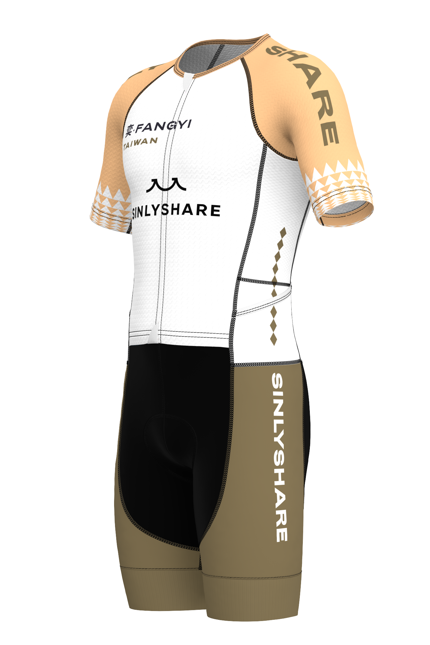 Sinlyshare| Inferno Short Sleeve Tri Suit 連身短袖三鐵服 淡橘/深綠