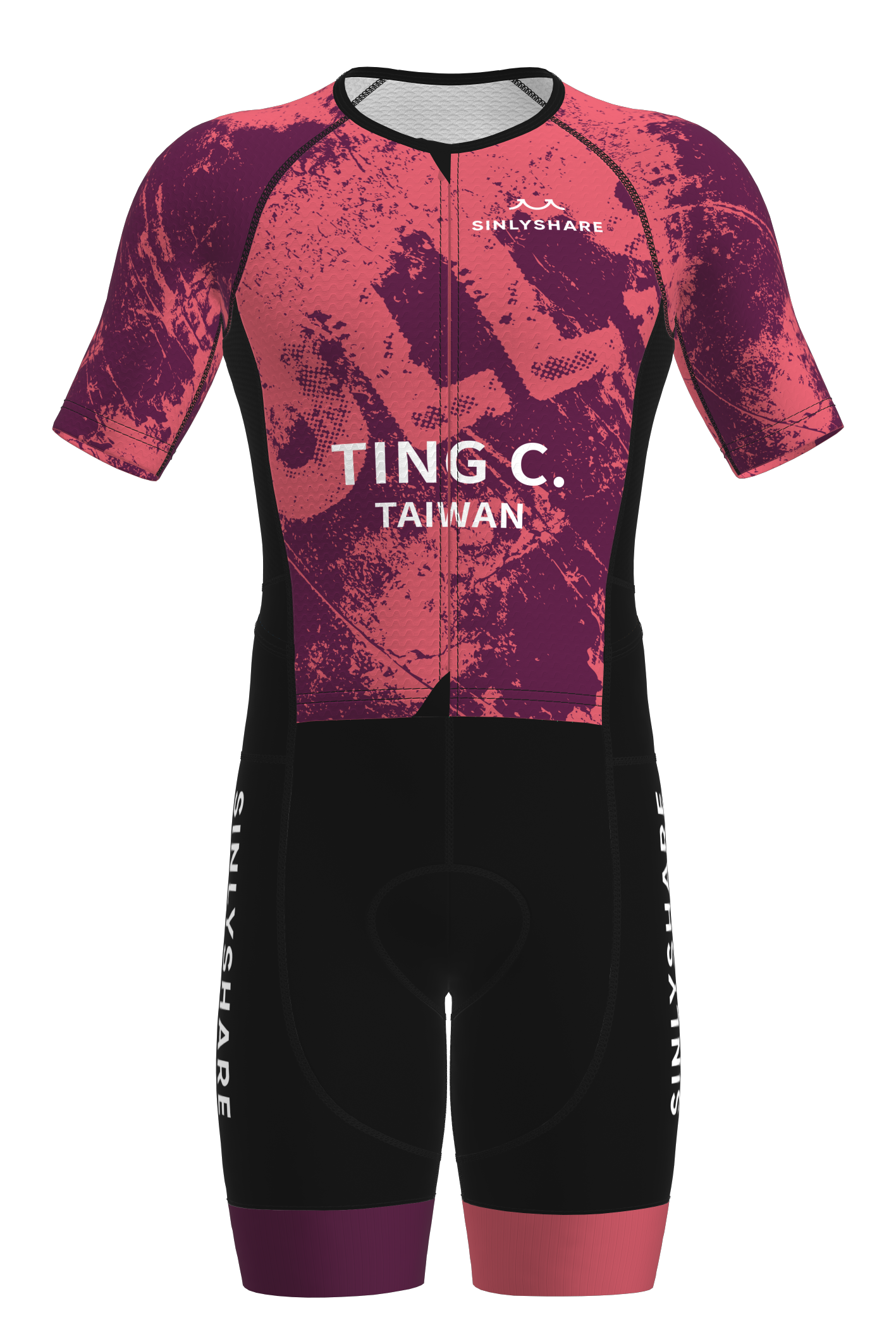 Sinlyshare｜ Striker Short Sleeve Tri Suit 連身短袖三鐵服 桃紅/深紫
